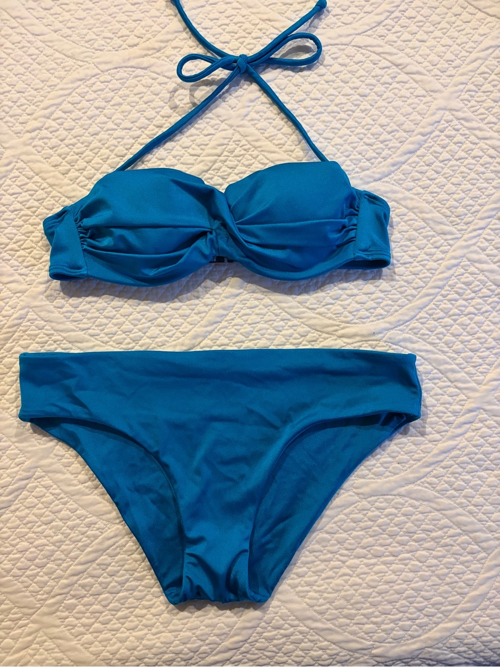 Victoria's Secret Vibrant Blue/Teal Twist Bandeau Bikini- EUC- Size Small - Picture 2 of 8